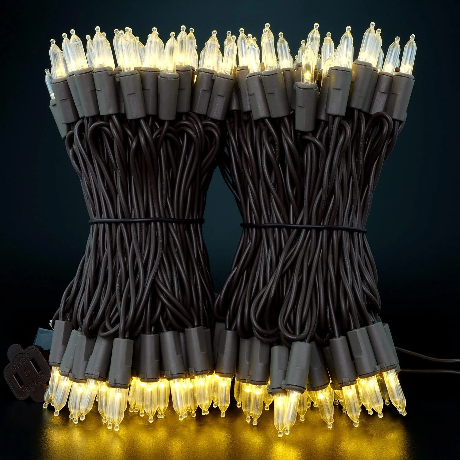 Lumières De Noël LED Blanches Chaudes YULETIME Avec Fil Brun, 66 Pieds 200 Unités De Lumière De Chaîne De Vacances LED Certifiée UL ( Blanc Chaud - Fil Brun ) 7 Lumières De Noël LED Blanches Chaudes YULETIME Avec Fil Brun, 66 Pieds 200 Unités De Lumière De Chaîne De Vacances LED Certifiée UL ( Blanc Chaud - Fil Brun ) - Image 5