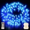 Télécommande] Fairy String Lights Batterie Fonctionnée, 33FT 100 LED Lumières De Noël IP65 Étanche Avec Minuterie, Fonction Mémoire Et 8 Modes D'éclairage Pour Intérieur Extérieur Noël Halloween Mariage - Bleu -Oui || N/A || pearhead 71c3DDVpanL. AC SL1200