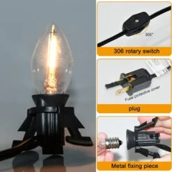 Ensemble De 4 Feux D'accessoires Avec Lumières LED C7, Lumière Unique Avec Ampoule à Lumière à 4 LED, Lumières De Clip De Prise 6FT C7 Avec Fiches D'interrupteur Marche / Arrêt Parfait Pour Le Village D'artisanat Halloween Décoration De Maison De Noël -Oui || N/A || pearhead 71cBvwJJEHL. AC SL1500