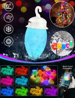 48Ft Éclairage Extérieur De Chaîne De Noël - Étanche 20 Ampoules LED Musique Sync Éclairage De Patio C9 Éclairage Extérieur De Chaîne RGB Éclairage De Patio App & Télécommande Pour Extérieur Cour Arrière Porche Balcon Party Decor -Oui || N/A || pearhead 71cipsQcmVL. AC SL1500