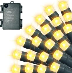 Pack Chaque 16.4ft 60 LED Batterie Fonctionné Arbre De Noël Lumières Intérieur Extérieure Cluster Chaîne Lumières Avec Minuterie 8 Modes Fil Vert Fée Lumière Xmas Patio Chambre Jardin Décorations (Warm White)