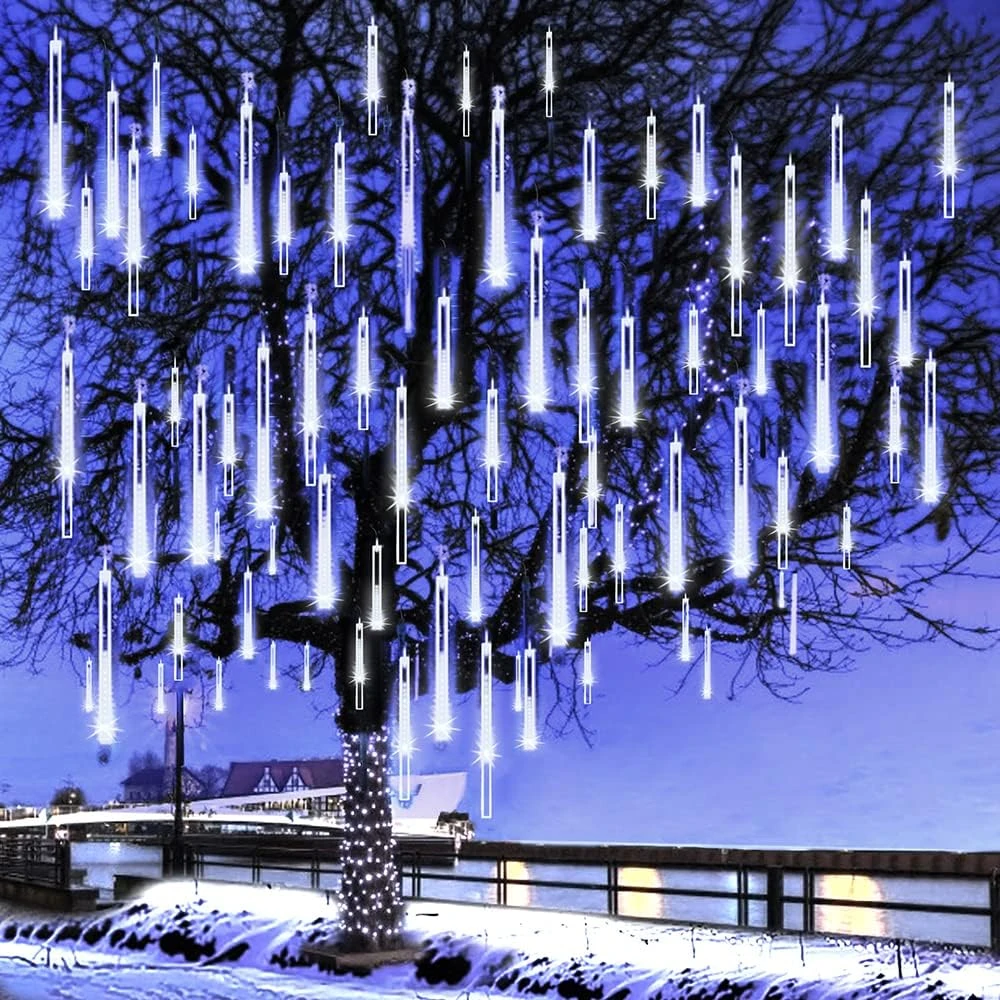 Lumières De Noël Kordain En Plein Air, Lumières De Douche Meteor Tombant Des Lumières D'étoile 12 Pouces 8 Tubes 144 Lumières De Neige Icicle LED Lumières De Pluie Pour Noël Arbre Halloween Décoration De Fête, UL Plug, Blanc 3 Lumières De Noël Kordain En Plein Air, Lumières De Douche Meteor Tombant Des Lumières D'étoile 12 Pouces 8 Tubes 144 Lumières De Neige Icicle LED Lumières De Pluie Pour Noël Arbre Halloween Décoration De Fête, UL Plug, Blanc