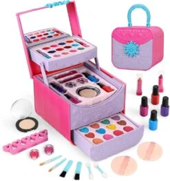 Merabufa Kids Makeup Kit Pour Filles 4 5 6 7 8-12 Ans, Kids Real Makeup Set Washable Toddler Makeup Kit Safe & Ensemble De Maquillage Non Toxique Pour Les Enfants Cadeau De Noël D'anniversaire Pour Les Tout-petits