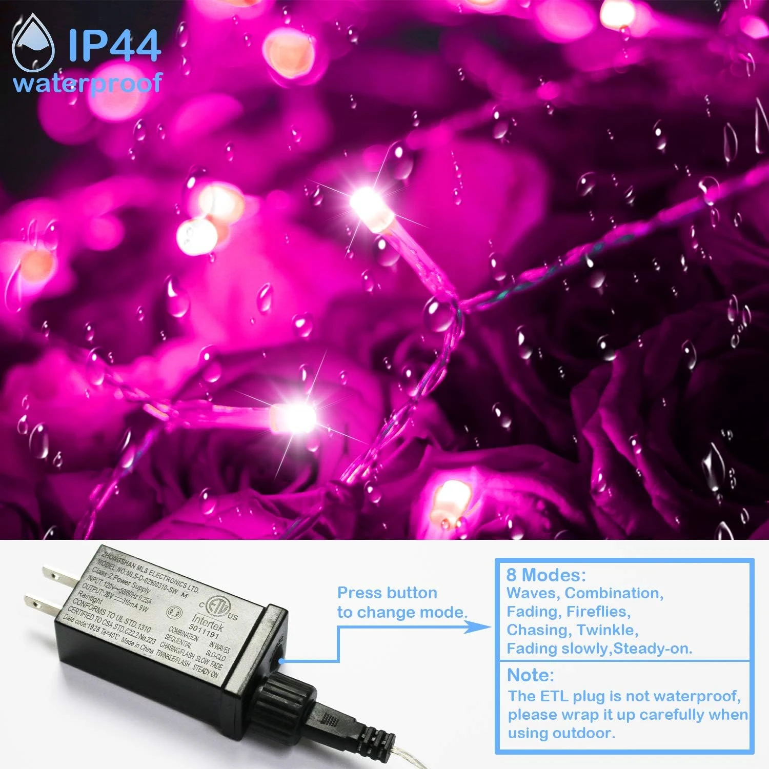 YAOZHOU Rose Décorations De Noël Cordes Lumières, Intérieur Extérieur IP44 Étanche 66Ft 200LED 8 Modes Rose Fée Décor Lumières Pour La Saint-Valentin, Halloween,Vacances, Fête,Mariage,Jardin,Tree Décor 4 YAOZHOU Rose Décorations De Noël Cordes Lumières, Intérieur Extérieur IP44 Étanche 66Ft 200LED 8 Modes Rose Fée Décor Lumières Pour La Saint-Valentin, Halloween,Vacances, Fête,Mariage,Jardin,Tree Décor - Image 2