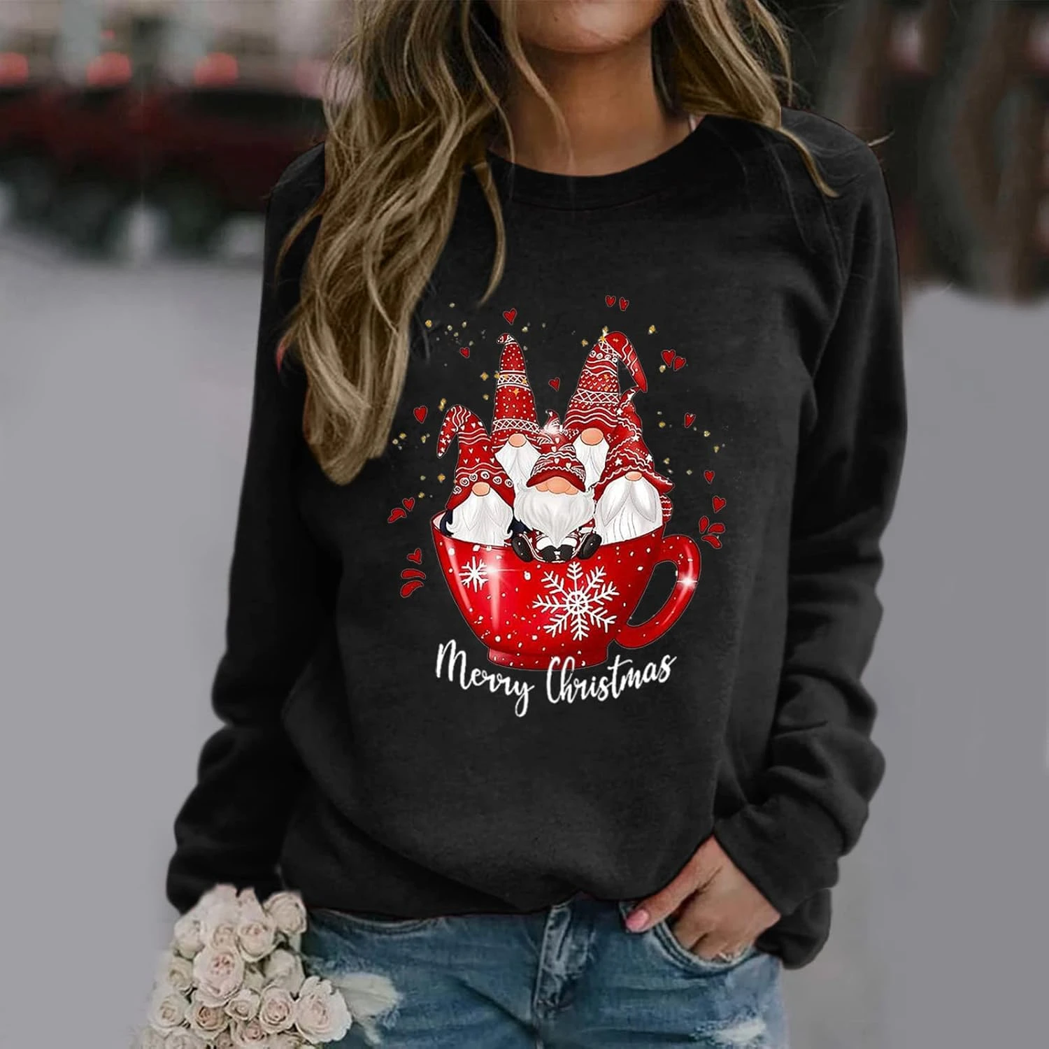 SNKSDGM Femmes Arbres De Noël Manches Longues Léger De Noël Sweatshirts Crewneck Mignon Drôle Pulls Tops Chemise 4 SNKSDGM Femmes Arbres De Noël Manches Longues Léger De Noël Sweatshirts Crewneck Mignon Drôle Pulls Tops Chemise - Image 2