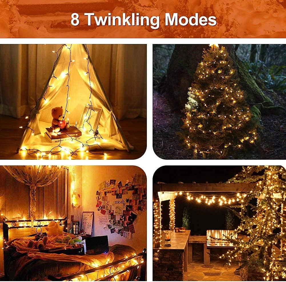 Feux De Noël MASHANG, Feux De Chaîne D'extérieur à 18 Pieds 50 LED Avec Minuterie Et 8 Modes, Foudre étanche à Piles 3AA Pour Décoration Extérieure Et Intérieure ( Blanc Chaud ) 6 Feux De Noël MASHANG, Feux De Chaîne D'extérieur à 18 Pieds 50 LED Avec Minuterie Et 8 Modes, Foudre étanche à Piles 3AA Pour Décoration Extérieure Et Intérieure ( Blanc Chaud ) - Image 4