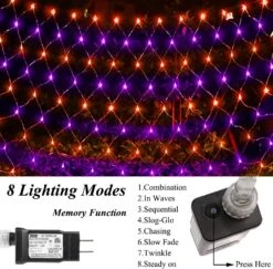 Vicila LED Net Lumière Halloween Décor Mesh Lumières, Arbre Warp Fées Lumières En Plein Air Suspendue Chaîne Lumière Pour Maison, Chambre, Noël, Jardin, Promenade, Bushes Décor-9.8ft X 6.6ft(Purple & Orange) -Oui || N/A || pearhead 71dL8avhIDL. AC SL1000