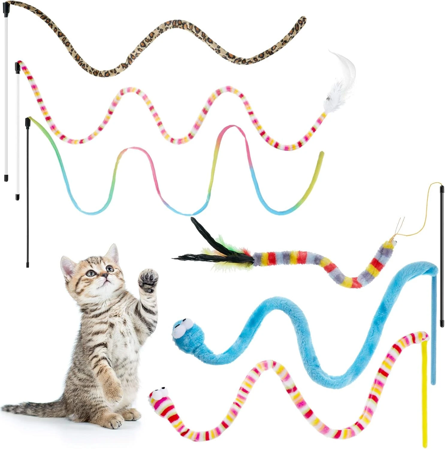 6 Pièces Jouets Pour Chats Jouets Interactifs Pour Baguette Pour Chat Avec Plumes Et Coffre-fort Pour Chat Jouet Pour Bâton De Catcher Coloré Et Sondant Jouets Pour Baguette De Noël Pour Chats 3 6 Pièces Jouets Pour Chats Jouets Interactifs Pour Baguette Pour Chat Avec Plumes Et Coffre-fort Pour Chat Jouet Pour Bâton De Catcher Coloré Et Sondant Jouets Pour Baguette De Noël Pour Chats