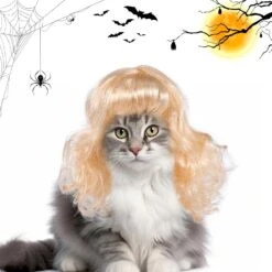 Miayon Chien Chat Cosplay Perruque Longue Blonde Cheveux Bouclés Avec Réglable Élastique Bandes Animaux Perruques Pour Halloween, Noël, Festivals, Pet Cosplay Costumes Accessoires Pour Chien Chat (Blond) -Oui || N/A || pearhead 71e3Swbk56L. AC SL1500