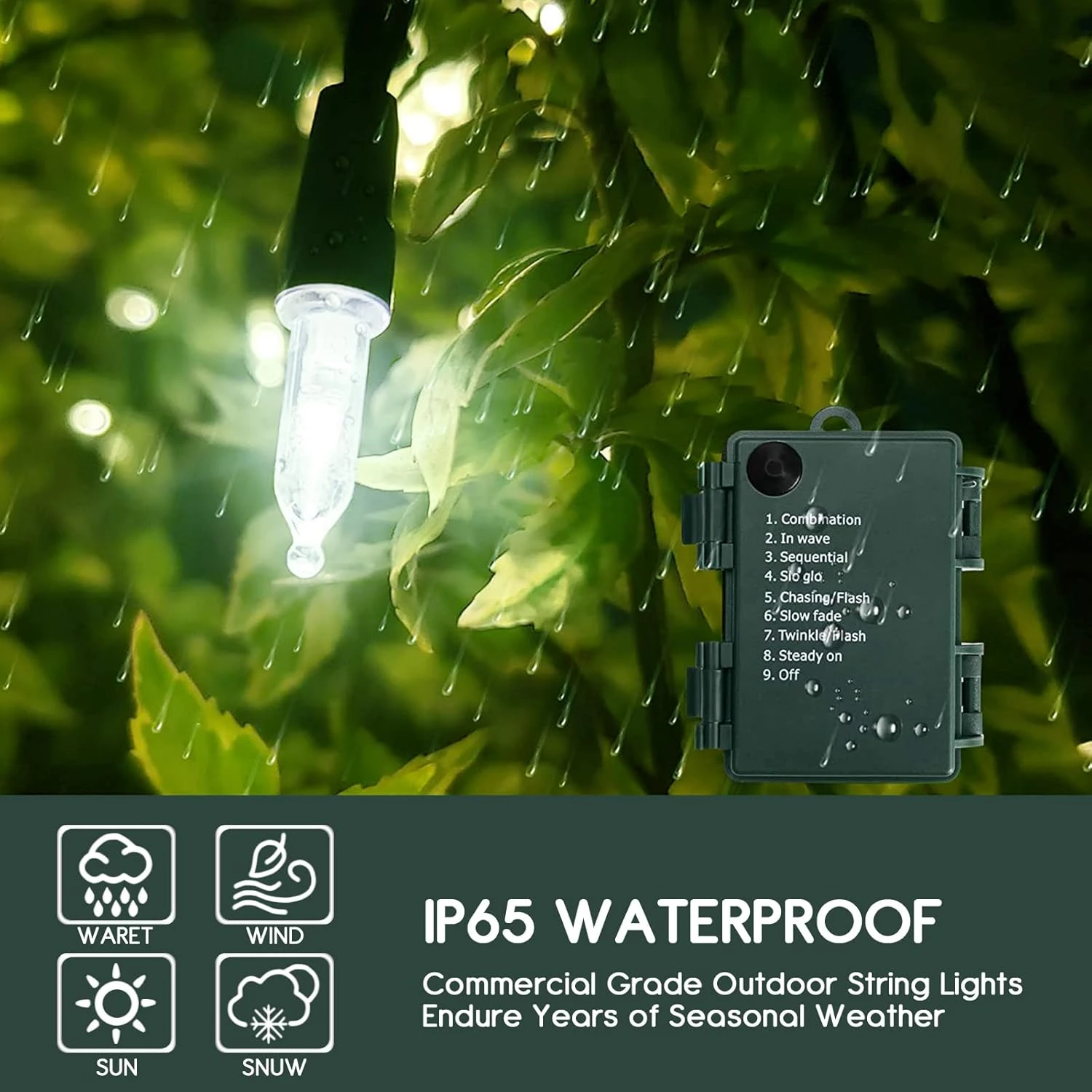 KOUQIYA Batterie Fonctionné Lumières De Noël, 33ft 100 LED Batterie Fonctionné Chaîne Lumières Avec Minuterie 8 Modes Étanche Chaîne Lumières Pour Noël Extérieur Intérieur Jardin Party Décor, Blanc Frais 7 KOUQIYA Batterie Fonctionné Lumières De Noël, 33ft 100 LED Batterie Fonctionné Chaîne Lumières Avec Minuterie 8 Modes Étanche Chaîne Lumières Pour Noël Extérieur Intérieur Jardin Party Décor, Blanc Frais - Image 5