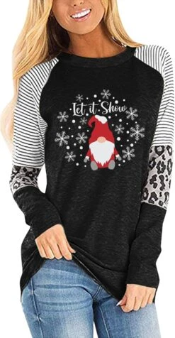 Drôle Film De Noël Sweat Couleur Bloc Crewneck Xmas Pull Sweat Tunique Longueur Tops Pour Femmes