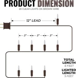 612 Vermont 20 Mini Lumières De Cordes De Noël Claires Sur Cordon En Fil Brun, UL Approuvé Pour Une Utilisation En Intérieur Uniquement, 5 Pied De Longueur éclairée, 6 Pied De Longueur Totale -Oui || N/A || pearhead 71g60eLNN1L. AC SL1500