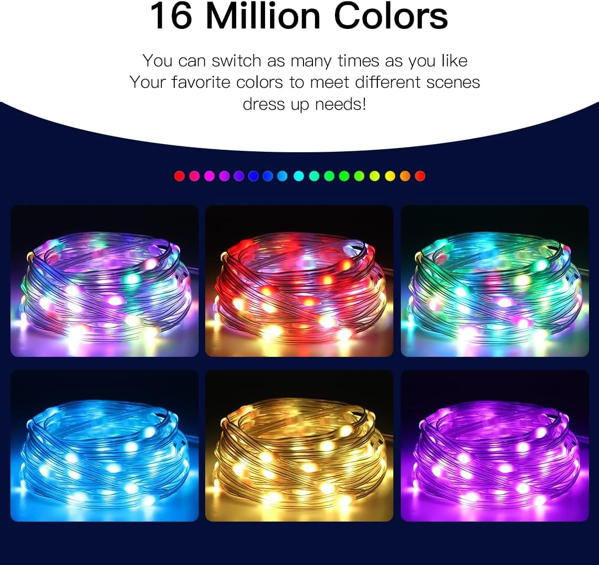 Adressable USB Fairy Lights, 33ft 100LEDs APP Control Twinkle Lights, Intérieur LED String Lights Pour Chambre, Décorations De Noël 11 Adressable USB Fairy Lights, 33ft 100LEDs APP Control Twinkle Lights, Intérieur LED String Lights Pour Chambre, Décorations De Noël - Image 9