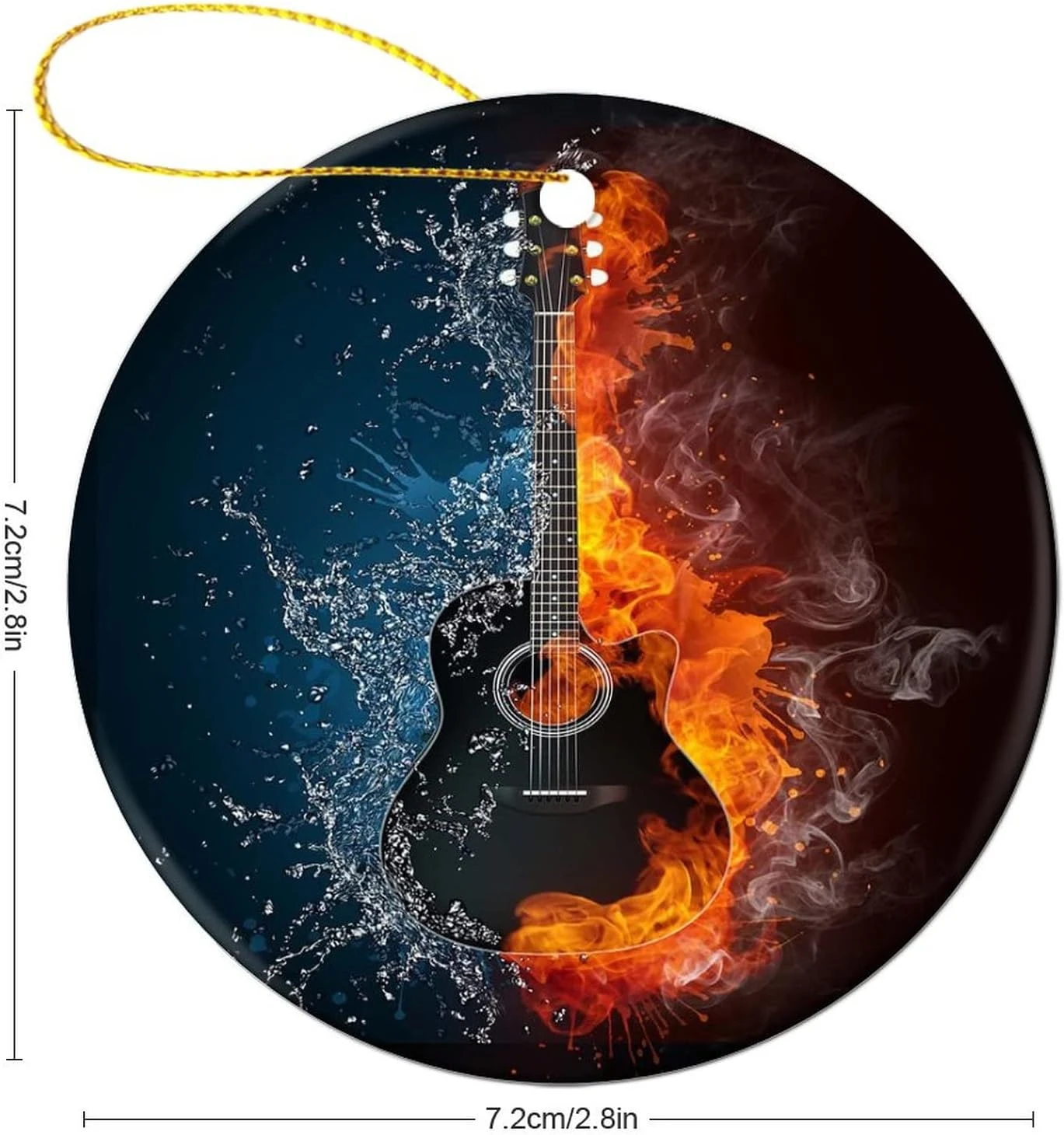 Petits Ornements De Noël Petit Cadeau Pour Femmes, Guitare Acoustique Au Feu Et à L'Eau 4 Petits Ornements De Noël Petit Cadeau Pour Femmes, Guitare Acoustique Au Feu Et à L'Eau – Image 2