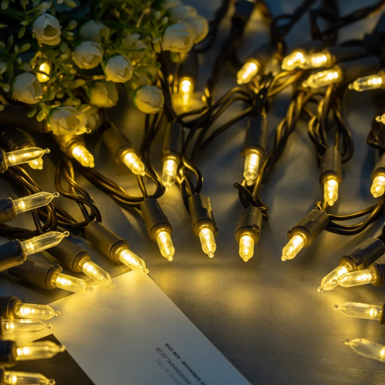 Lumières De Noël LED Blanches Chaudes YULETIME Avec Fil Brun, 66 Pieds 200 Unités De Lumière De Chaîne De Vacances LED Certifiée UL ( Blanc Chaud - Fil Brun ) 4 Lumières De Noël LED Blanches Chaudes YULETIME Avec Fil Brun, 66 Pieds 200 Unités De Lumière De Chaîne De Vacances LED Certifiée UL ( Blanc Chaud - Fil Brun ) - Image 2
