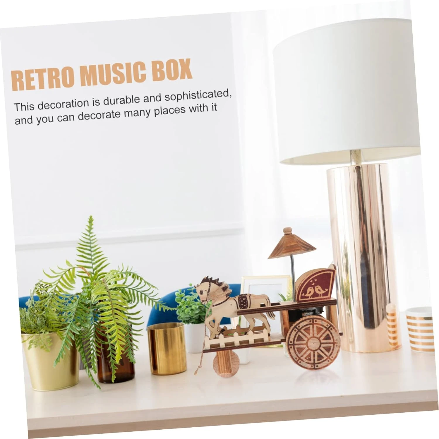 ARTIBETTER Mechanic Gift 1 Pc En Bois Carriage Modèle De Noël Décor Miniture Décoration Vintage Main Musical Boxes Éducatif En Bois Remonter Musique Carriage Classique Voiture Modèle Musique 9 ARTIBETTER Mechanic Gift 1 Pc En Bois Carriage Modèle De Noël Décor Miniture Décoration Vintage Main Musical Boxes Éducatif En Bois Remonter Musique Carriage Classique Voiture Modèle Musique - Image 7