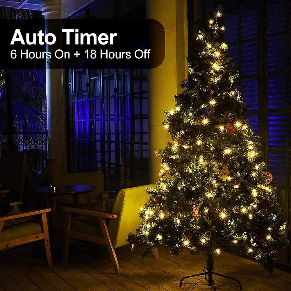Feux De Noël MASHANG, Feux De Chaîne D'extérieur à 18 Pieds 50 LED Avec Minuterie Et 8 Modes, Foudre étanche à Piles 3AA Pour Décoration Extérieure Et Intérieure ( Blanc Chaud ) 7 Feux De Noël MASHANG, Feux De Chaîne D'extérieur à 18 Pieds 50 LED Avec Minuterie Et 8 Modes, Foudre étanche à Piles 3AA Pour Décoration Extérieure Et Intérieure ( Blanc Chaud ) - Image 5