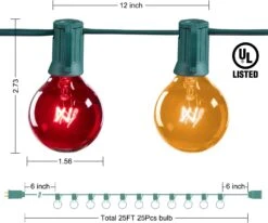 Lumières De Noël G40 Lumières De Cordes Colorées Extérieur 25FT Avec 25 Ampoules Transparentes Multicolores, Lumières De Noël Répertoriées UL Extérieur Grande Ampoule Multicolore Pour La Décoration De Noël De La Cour Arrière De La Terrasse -Oui || N/A || pearhead 71jiWc0XnKL. AC SL1500