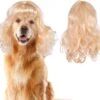 Miayon Chien Chat Cosplay Perruque Longue Blonde Cheveux Bouclés Avec Réglable Élastique Bandes Animaux Perruques Pour Halloween, Noël, Festivals, Pet Cosplay Costumes Accessoires Pour Chien Chat (Blond)