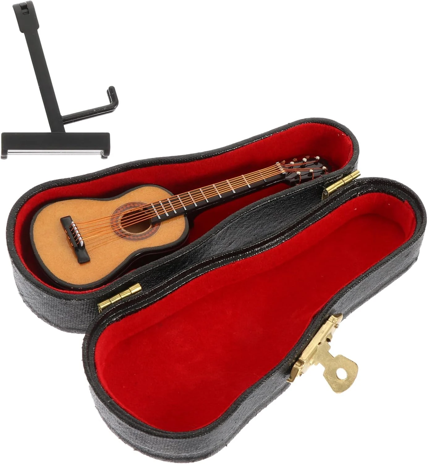 FAVOMOTO 1 Set En Bois Mini Guitare Modèle Avec Titulaire Décoratif Guitare Instrument Réplique Décor Pour Noël Maison Café Ornement 4 FAVOMOTO 1 Set En Bois Mini Guitare Modèle Avec Titulaire Décoratif Guitare Instrument Réplique Décor Pour Noël Maison Café Ornement - Image 2