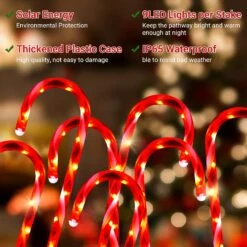 8 Pcs Solaire De Noël Décorations En Plein Air Solaire Bonbons Canne Lumières De Noël Pathway Lumières Solaire Walkway Lumières En Plein Air Étanche LED Candy Cane Décorations De Noël Pour Jardin Pelouse Patio, Rouge Blanc -Oui || N/A || pearhead 71m L1RVSnL. AC SL1500
