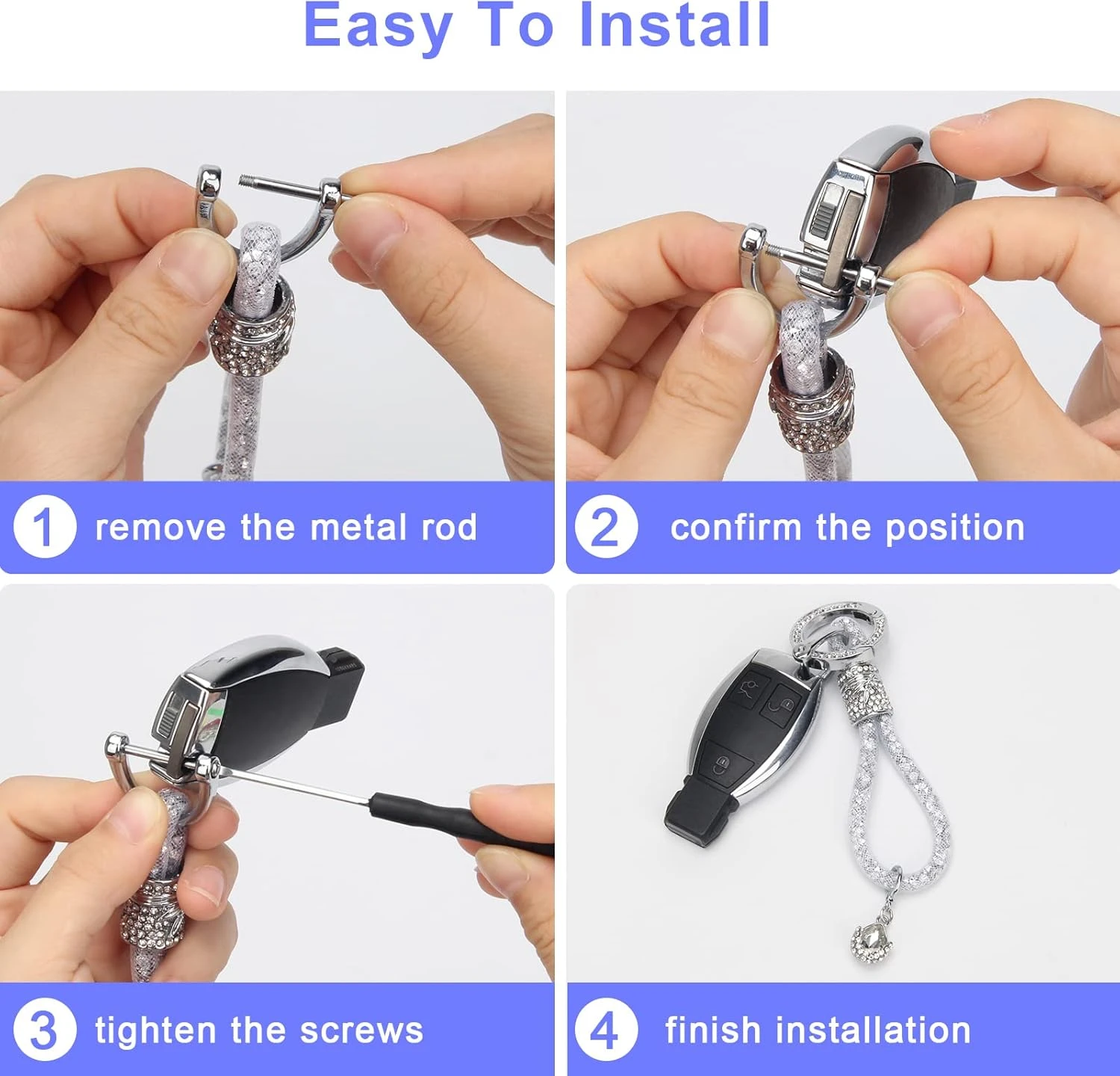 Porte-clés De Voiture En Cristal De Vitesse, Porte-clés Bling Bling Porte-clés En Strass Pour Femme Cadeau De Noël D'anniversaire 6 Porte-clés De Voiture En Cristal De Vitesse, Porte-clés Bling Bling Porte-clés En Strass Pour Femme Cadeau De Noël D'anniversaire - Image 4