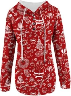 Pitauce Joyeux Noël Hoodies Pour Femmes Bouton Down Reindeer Imprimé Tops À Manches Longues Pull Sweatshirts À Capuche Pullover -Oui || N/A || pearhead 71mf2WqFz6L. AC UL1500