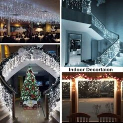 Lumières De Noël En Glaçon Blanc Extérieur - Lumières à Cordes En Glaçons à 32,8 Pieds à 300 LED Avec 8 Modes D'éclairage - Lumières Intérieures En Glaçons Connectables Pour Noël / Hall / Jardin / Mariage / Fête / Terrasse / Gain - Cool -Oui || N/A || pearhead 71n2RpsD5fL. AC SL1000