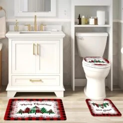 MEHOFOND 4 Pcs Rideau De Douche De Noël Ensembles Joyeux Noël Rideau De Douche Ensemble Rouge Buffalo Plaid Salle De Bains Ensembles Avec Rideau De Douche Et Tapis Couvercle De Toilette Et U Forme Tapis Lavable 72"x72 & #34 -Oui || N/A || pearhead 71nKDiLZEmL. AC SL1500