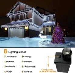 KNONEW Christmas Lights Décorations Extérieures 400 LED 33ft 8 Modes Rideau Fairy String Light Avec 75 Gouttes, Fils Clairs LED String Light Decor Pour Mariage Vacances Vacances Noël Décorations Cool White -Oui || N/A || pearhead 71nSRSNagcL. AC SL1500