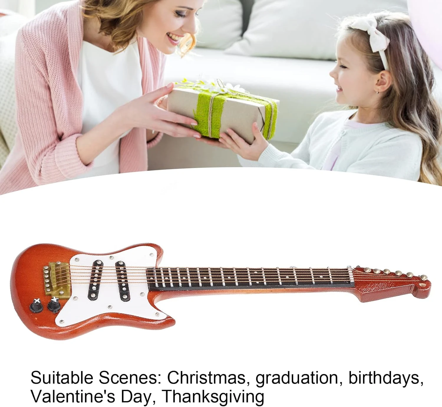 Agatige 5.9in Mini Modèle De Guitare, Instrument De Musique Miniature Avec Corde D'Or Pour Noël, Graduation, Anniversaires 7 Agatige 5.9in Mini Modèle De Guitare, Instrument De Musique Miniature Avec Corde D'Or Pour Noël, Graduation, Anniversaires - Image 5