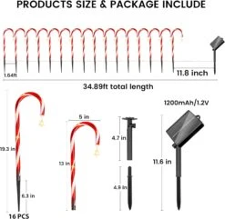 Christmas Candy Cane Lights 16 Pack, Amélioré Solar Candy Cane Décorations De Noël, Étanche Christmas Pathway Lights Avec étoiles, Outdoor Walkway Lights Pour Yard Garden Xmas Tree Holiday Gift -Oui || N/A || pearhead 71nXvlxuFL. AC SL1500