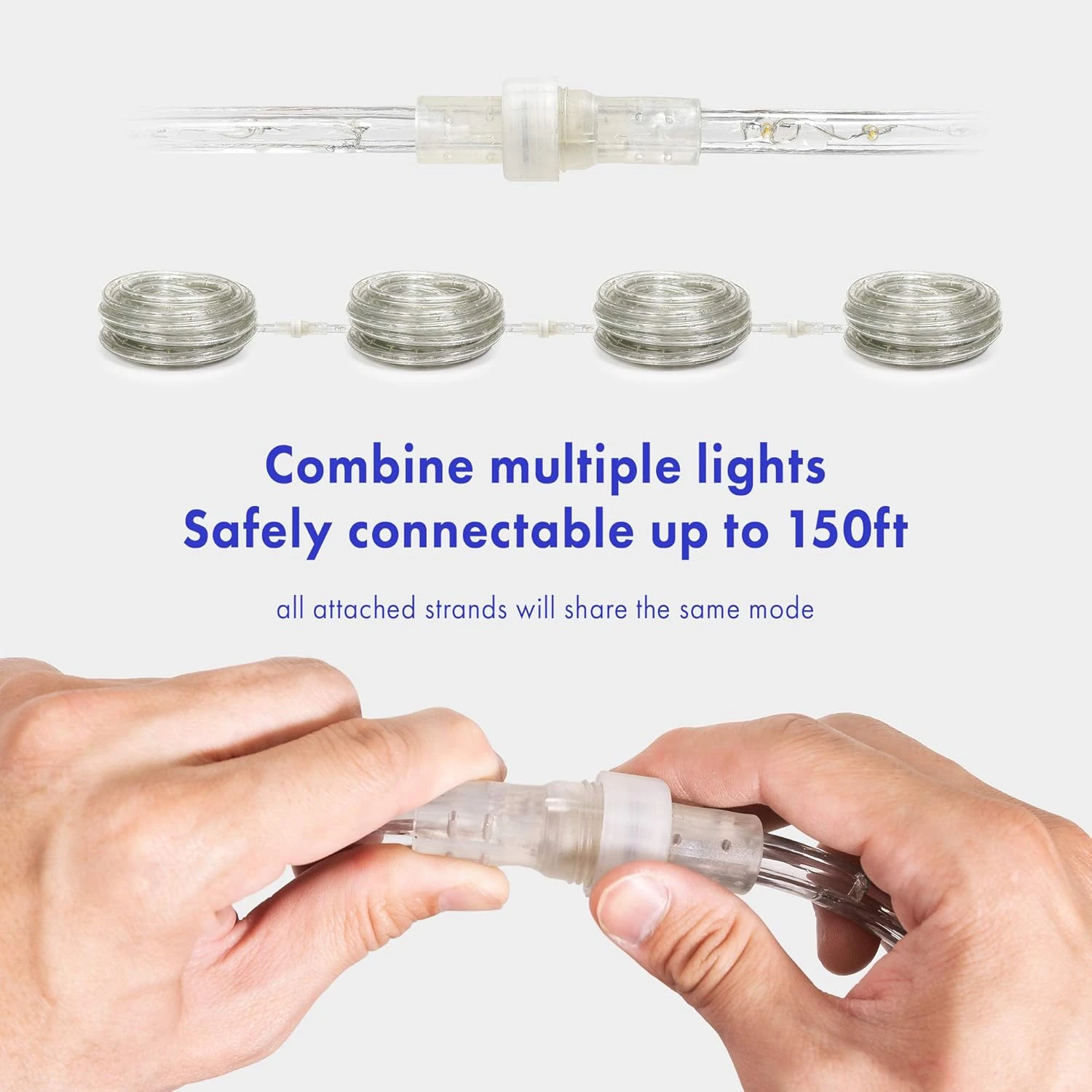 Ouest Ivoire 288LEDs, 25ft Bleu LED Corde Lumière W/ 8 Mode 1/2" Épais, Contrôleur Connectable Extérieur Permanent Imperméable Accent Éclairage Extérieur, ETL Certifié, Vacances Noël Backyard Décor 7 Ouest Ivoire 288LEDs, 25ft Bleu LED Corde Lumière W/ 8 Mode 1/2" Épais, Contrôleur Connectable Extérieur Permanent Imperméable Accent Éclairage Extérieur, ETL Certifié, Vacances Noël Backyard Décor - Image 5