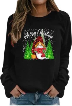 Sweatshirts De Noël à Manches Longues Crewneck Top Oversized Trendy Hiver Sweat Xmas Holiday Sweatshirts