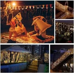 Lumières De Noël En Glaçon Blanc Extérieur - Lumières à Cordes En Glaçons à 32,8 Pieds à 300 LED Avec 8 Modes D'éclairage - Lumières Intérieures En Glaçons Connectables Pour Noël / Hall / Jardin / Mariage / Fête / Terrasse / Gain - Cool -Oui || N/A || pearhead 71pWE7gmXIL. AC SL1003
