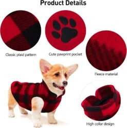 Rouge Et Noir Plaid Polaire Chien Gilet Vêtements Avec Pawprint Poche, Chaud Chien Chemise Pull Pull Chandail Pet Manteau Veste Vêtements Pour Automne Hiver Noël Porter (Small) 11 Rouge Et Noir Plaid Polaire Chien Gilet Vêtements Avec Pawprint Poche, Chaud Chien Chemise Pull Pull Chandail Pet Manteau Veste Vêtements Pour Automne Hiver Noël Porter (Small) -Oui || N/A || pearhead 71ppc9z48aL. AC SL1500