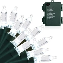 KOUQIYA Batterie Fonctionné Lumières De Noël, 33ft 100 LED Batterie Fonctionné Chaîne Lumières Avec Minuterie 8 Modes Étanche Chaîne Lumières Pour Noël Extérieur Intérieur Jardin Party Décor, Blanc Frais