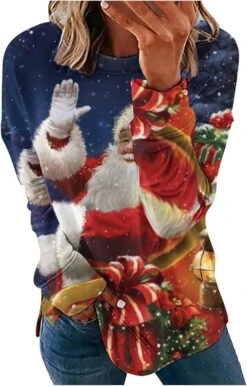 Mnyycxen Lâche Casual Femmes Sweatshirt De Noël Crewneck Preppy Mignon Chemise Vêtements Confortable À Manches Longues Tops Teen Girl Blouse
