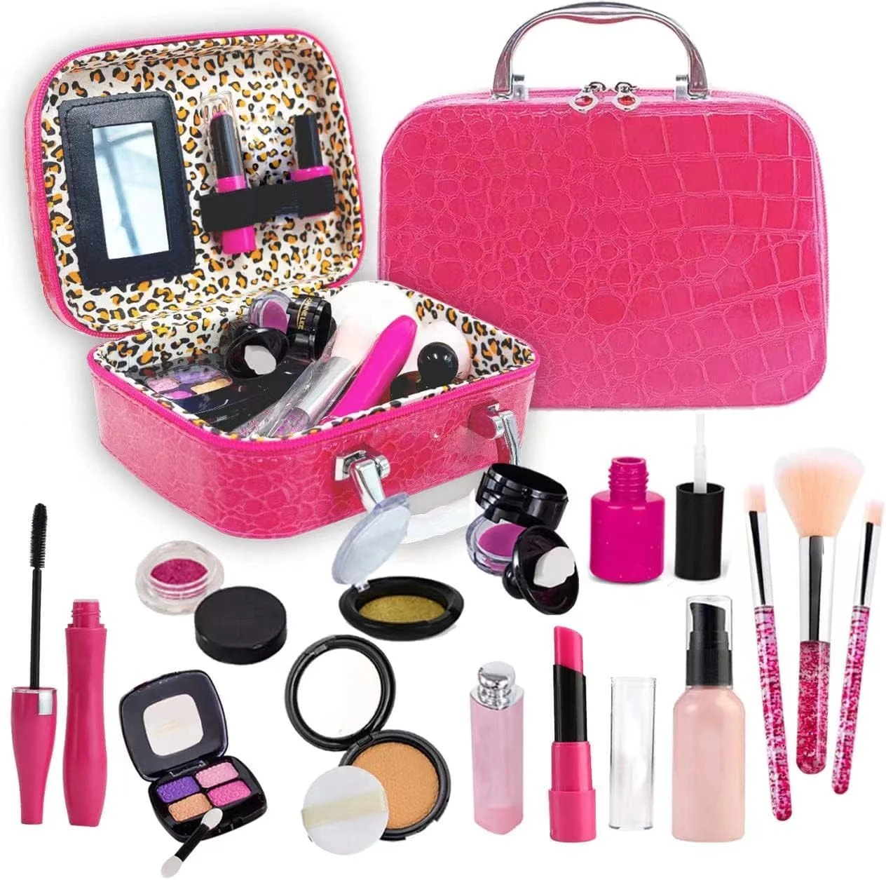Kit De Maquillage Bretend Yaostyichy Pour Filles, Ensemble De Jeu Pour Enfants - Avec Sac Cosmétique Anniversaire Noël, Jouet Pour Tout-petits, Petite Fille 3 Ans + ( Maquillage Non Réel ) ( Enfants Roses ) 4 Kit De Maquillage Bretend Yaostyichy Pour Filles, Ensemble De Jeu Pour Enfants - Avec Sac Cosmétique Anniversaire Noël, Jouet Pour Tout-petits, Petite Fille 3 Ans + ( Maquillage Non Réel ) ( Enfants Roses ) - Image 2