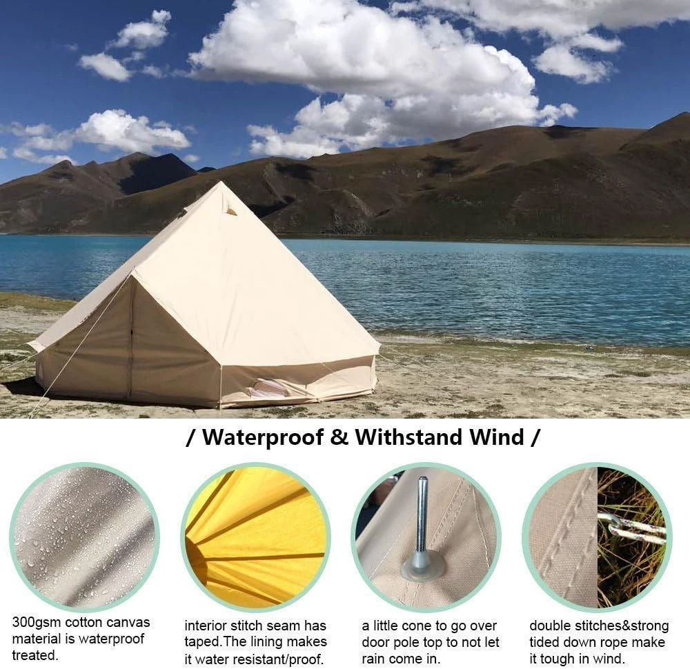 UNISTRENGH 4 Saison Large Tente De Glamping En Coton Imperméable à Tente Bélicoïdale Avec Trou Pour Fourre-tout Pour Camping Randonnée Fête De Noël 4 UNISTRENGH 4 Saison Large Tente De Glamping En Coton Imperméable à Tente Bélicoïdale Avec Trou Pour Fourre-tout Pour Camping Randonnée Fête De Noël - Image 2