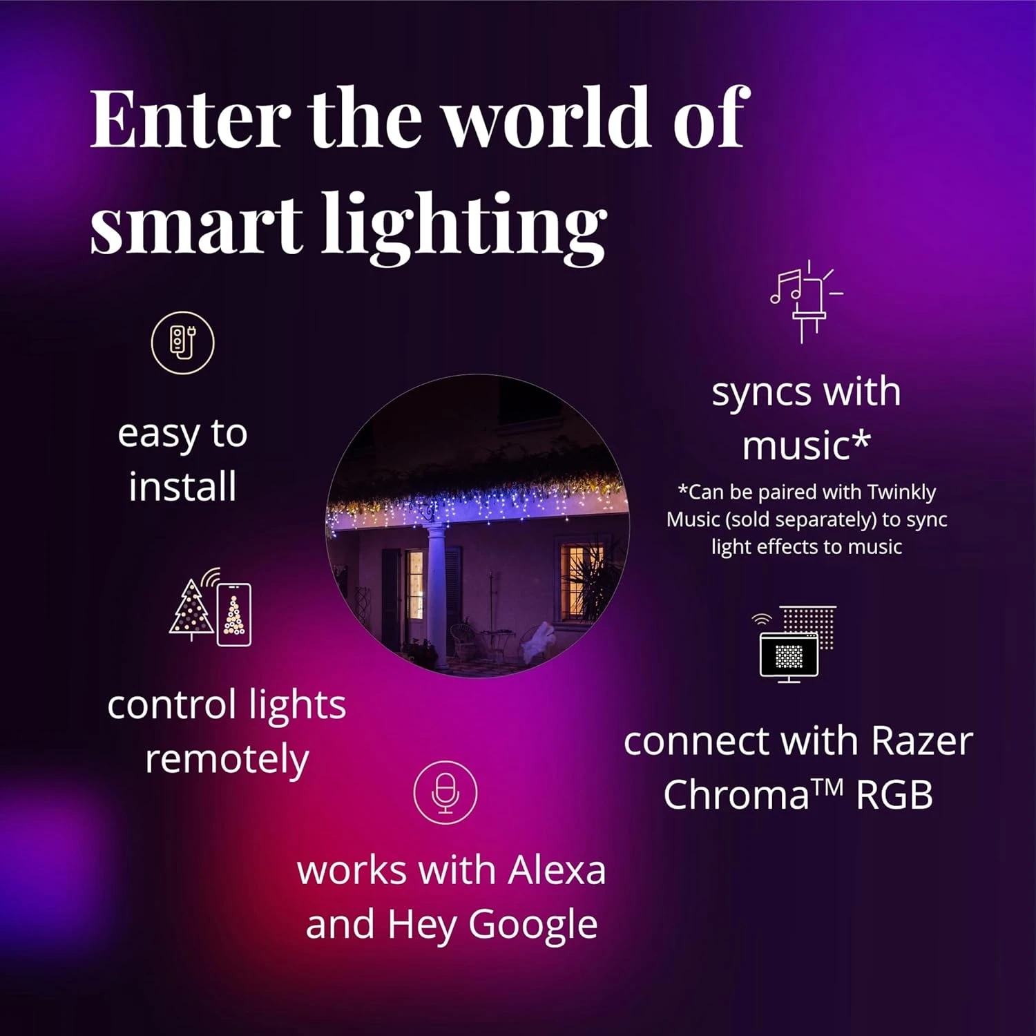 Feux De Noël LED Contrôlés Par Application – Avec LED 190 RVB + W ( 16 Millions De Couleurs + Blanc Chaud ). Câble Clair. Décoration D'éclairage Intelligent Intérieur Et Extérieur 10 Feux De Noël LED Contrôlés Par Application – Avec LED 190 RVB + W ( 16 Millions De Couleurs + Blanc Chaud ). Câble Clair. Décoration D'éclairage Intelligent Intérieur Et Extérieur - Image 8