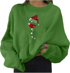 Femmes Fun Graphic Print Crewneck Pull Sweat Noël Halloween Lâche À Manches Longues Workout Y2K Chemise Tops