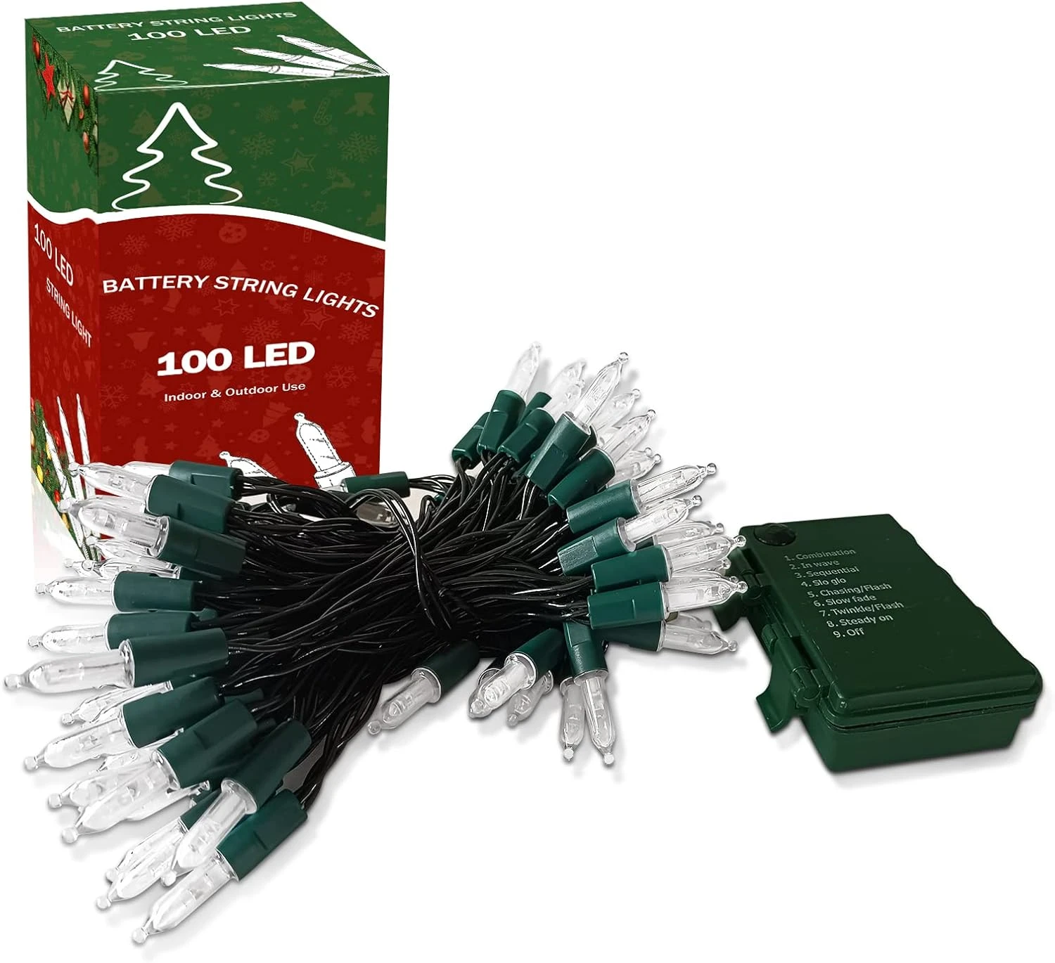 KOUQIYA Batterie Fonctionné Lumières De Noël, 33ft 100 LED Batterie Fonctionné Chaîne Lumières Avec Minuterie 8 Modes Étanche Chaîne Lumières Pour Noël Extérieur Intérieur Jardin Party Décor, Blanc Frais 9 KOUQIYA Batterie Fonctionné Lumières De Noël, 33ft 100 LED Batterie Fonctionné Chaîne Lumières Avec Minuterie 8 Modes Étanche Chaîne Lumières Pour Noël Extérieur Intérieur Jardin Party Décor, Blanc Frais - Image 7