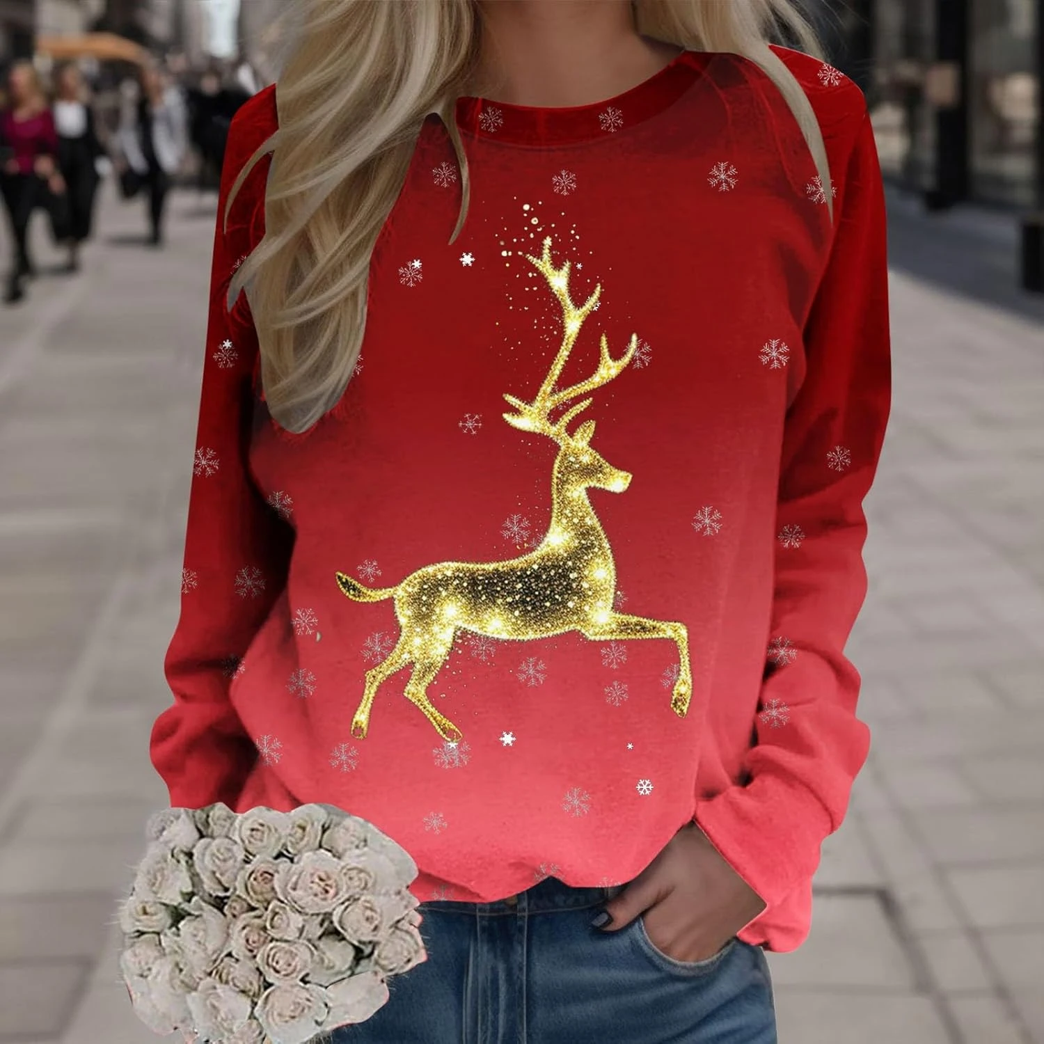 SNKSDGM Femmes Plaid À Manches Longues Baseball Raglan De Noël Sweat-shirt Crew Neck Doux Pulls Tops Tee Shirts Top 4 SNKSDGM Femmes Plaid À Manches Longues Baseball Raglan De Noël Sweat-shirt Crew Neck Doux Pulls Tops Tee Shirts Top - Image 2