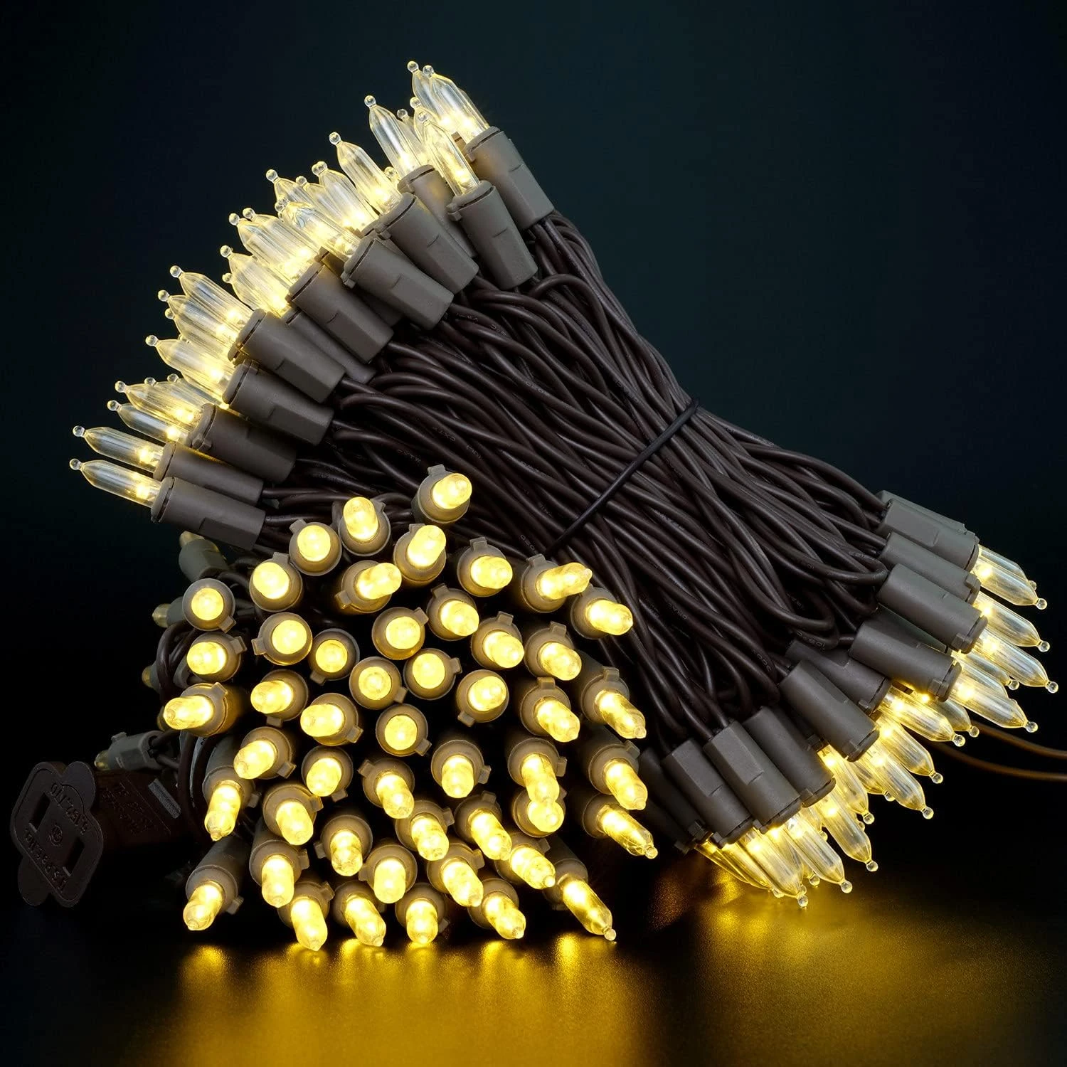 Lumières De Noël LED Blanches Chaudes YULETIME Avec Fil Brun, 66 Pieds 200 Unités De Lumière De Chaîne De Vacances LED Certifiée UL ( Blanc Chaud - Fil Brun ) 8 Lumières De Noël LED Blanches Chaudes YULETIME Avec Fil Brun, 66 Pieds 200 Unités De Lumière De Chaîne De Vacances LED Certifiée UL ( Blanc Chaud - Fil Brun ) - Image 6