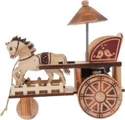 ARTIBETTER Mechanic Gift 1 Pc En Bois Carriage Modèle De Noël Décor Miniture Décoration Vintage Main Musical Boxes Éducatif En Bois Remonter Musique Carriage Classique Voiture Modèle Musique