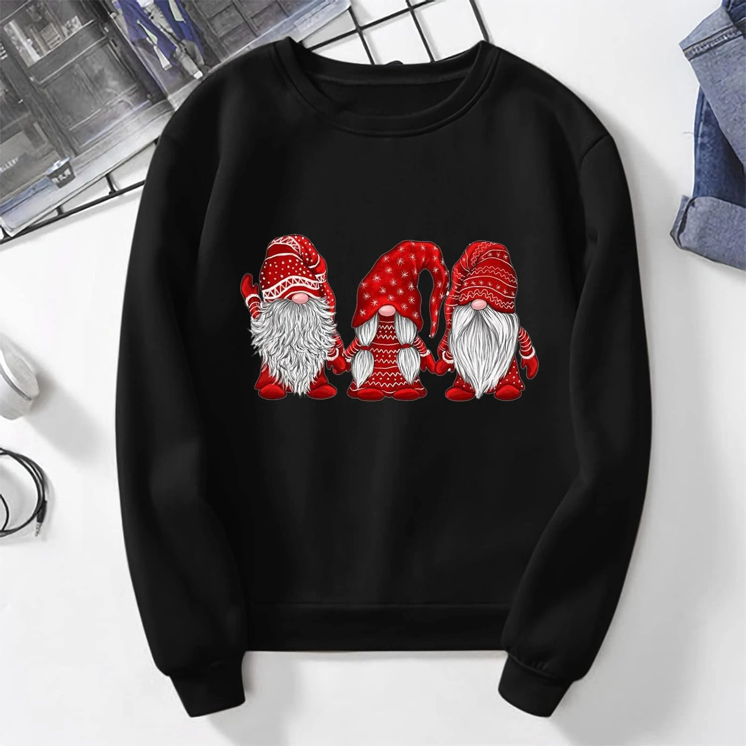 SNKSDGM Femmes Noël Flocon De Neige À Manches Longues Mignon De Noël Sweatshirts Crew Neck Vacances Graphique Pulls Top Tshirt 7 SNKSDGM Femmes Noël Flocon De Neige À Manches Longues Mignon De Noël Sweatshirts Crew Neck Vacances Graphique Pulls Top Tshirt - Image 5