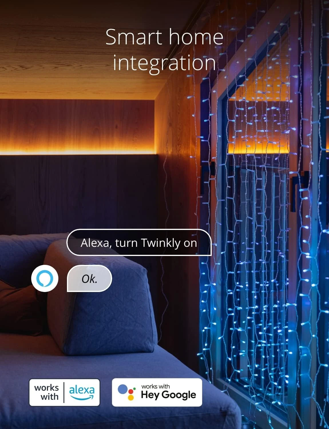 Rideau Scintillant – Lumières De Noël LED Contrôlées Par L'application Avec 210 LED RVB + W ( 16 Millions De Couleurs + Blanc Chaud ). 5 Par 7 Pieds. Câble Clair. Décoration D'éclairage Intelligent Intérieur Et Extérieur 8 Rideau Scintillant – Lumières De Noël LED Contrôlées Par L'application Avec 210 LED RVB + W ( 16 Millions De Couleurs + Blanc Chaud ). 5 Par 7 Pieds. Câble Clair. Décoration D'éclairage Intelligent Intérieur Et Extérieur - Image 6