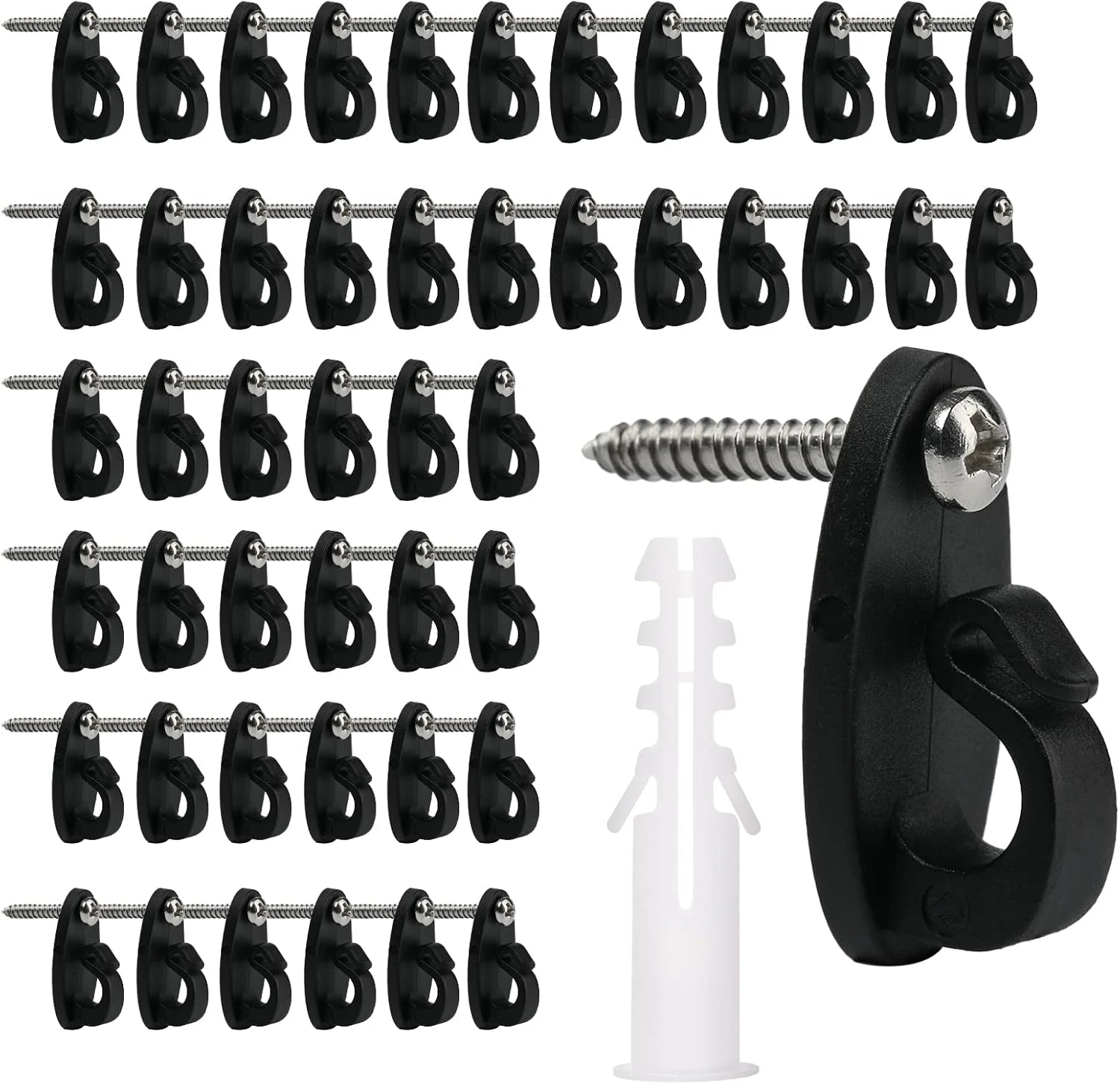 Crochets Pour Cintre Léger Hap Fung Pour Lumières Extérieures, Crochets Pour Vis Pour La Lumière De Noël Suspendue, Fils Légers Et Clips Légers LED Fairy, Crochets Pour Terrasse Pour Garage Fête De Vacances Du Nouvel An (48, Noir) 3 Crochets Pour Cintre Léger Hap Fung Pour Lumières Extérieures, Crochets Pour Vis Pour La Lumière De Noël Suspendue, Fils Légers Et Clips Légers LED Fairy, Crochets Pour Terrasse Pour Garage Fête De Vacances Du Nouvel An (48, Noir)