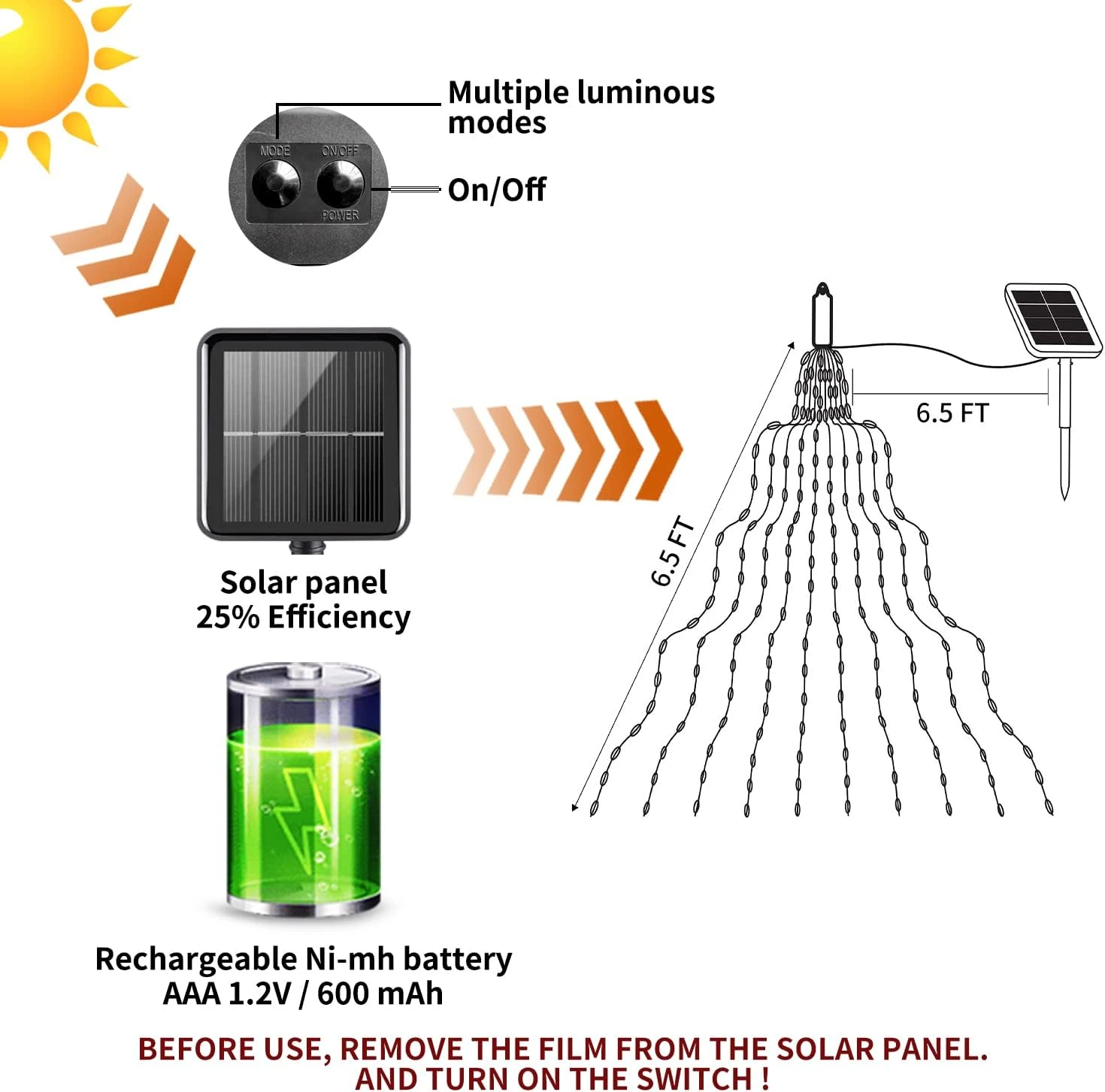 Lumières à Cordes Solaires SOARRUCY - Décorations De Fêtes De Jardin De Noël, 10 Brins 200 LEDs Lumières De Fées Solaires Luminaires Solaires En Fil De Cuivre étanche Pour L'extérieur, Jardin, Arbre De Noël Halloween Home 7 Lumières à Cordes Solaires SOARRUCY - Décorations De Fêtes De Jardin De Noël, 10 Brins 200 LEDs Lumières De Fées Solaires Luminaires Solaires En Fil De Cuivre étanche Pour L'extérieur, Jardin, Arbre De Noël Halloween Home - Image 5